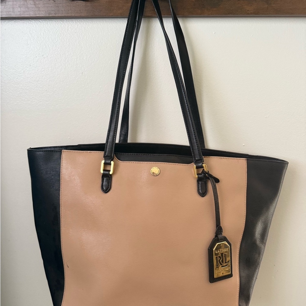 Ralph Lauren Black and Tan Women's Tote
